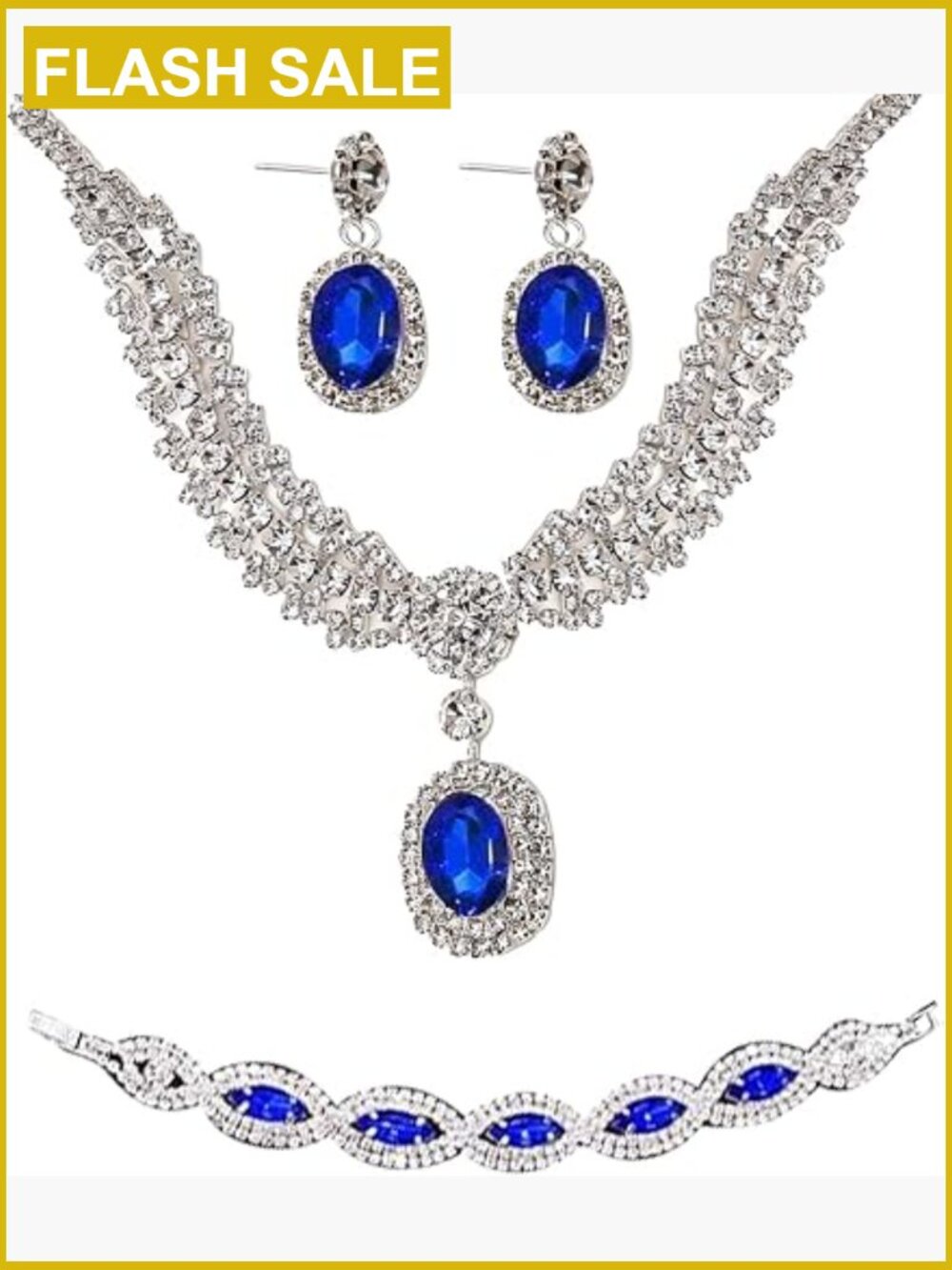 3-Piece Bridal Jewelry Set Necklace Earrings Bracelet for Women Wedding Prom